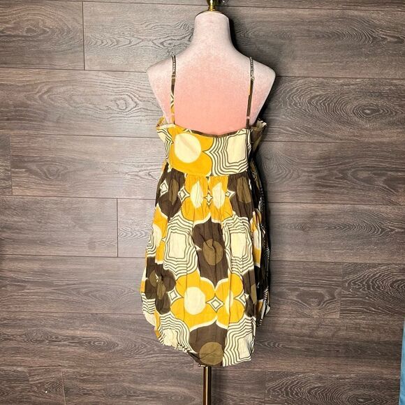 Chaudry KC Mid Century Modern Mini Babydoll/Sundress, Cream/Brown/Gold-Large-NWT - Picture 4 of 13